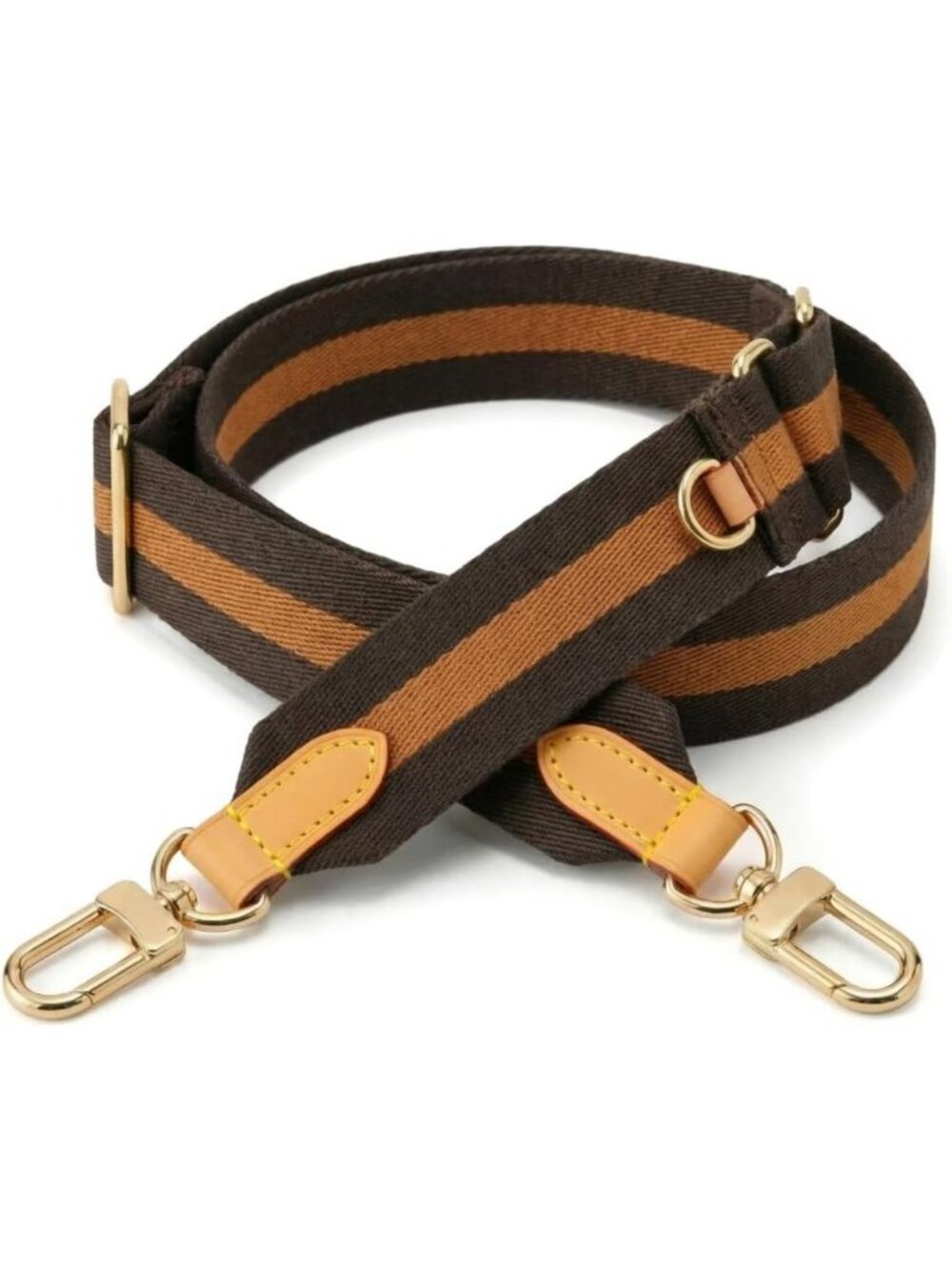Adjustable Wide Crossbody Purse Strap - Black & Brown Leather Replacement Strap